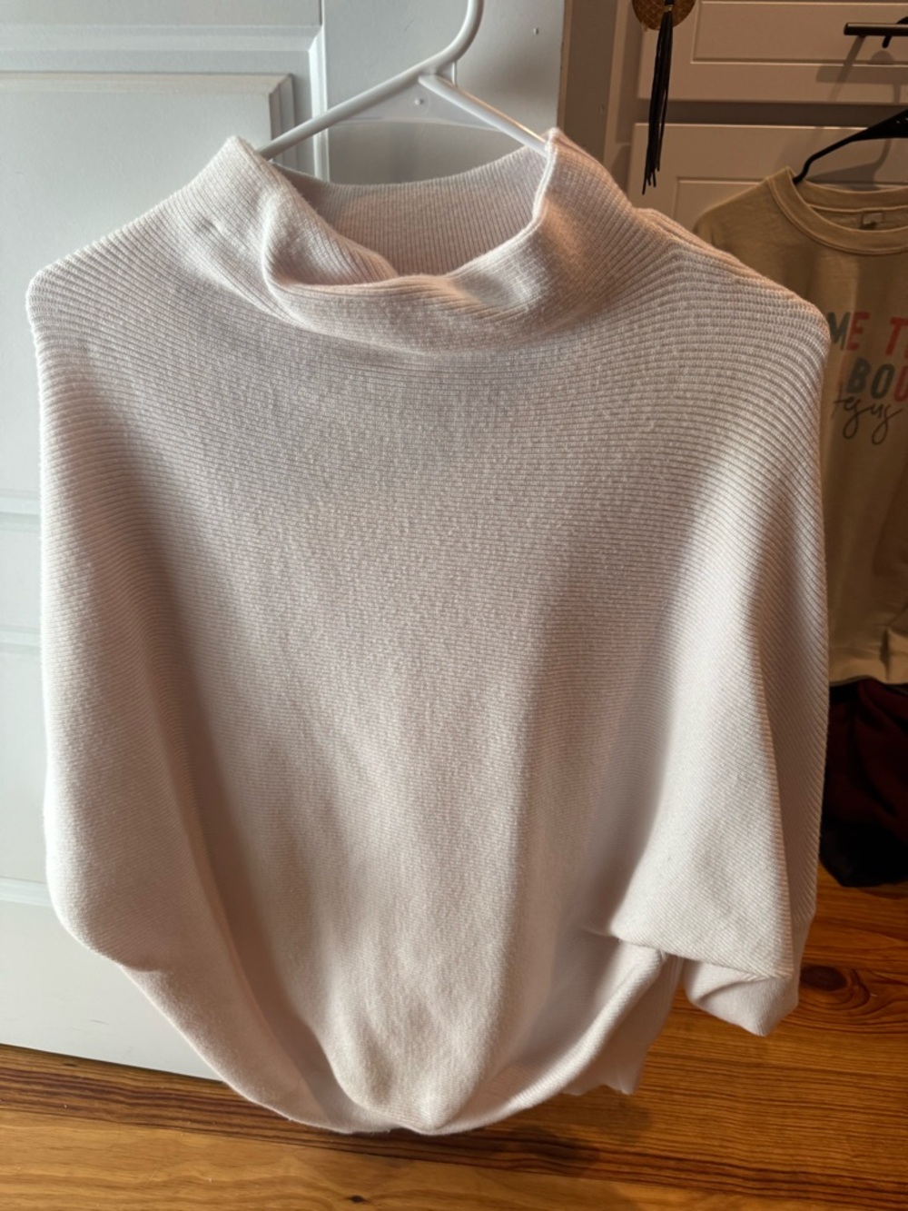 Light Cream Mock Neck Women's Sweater